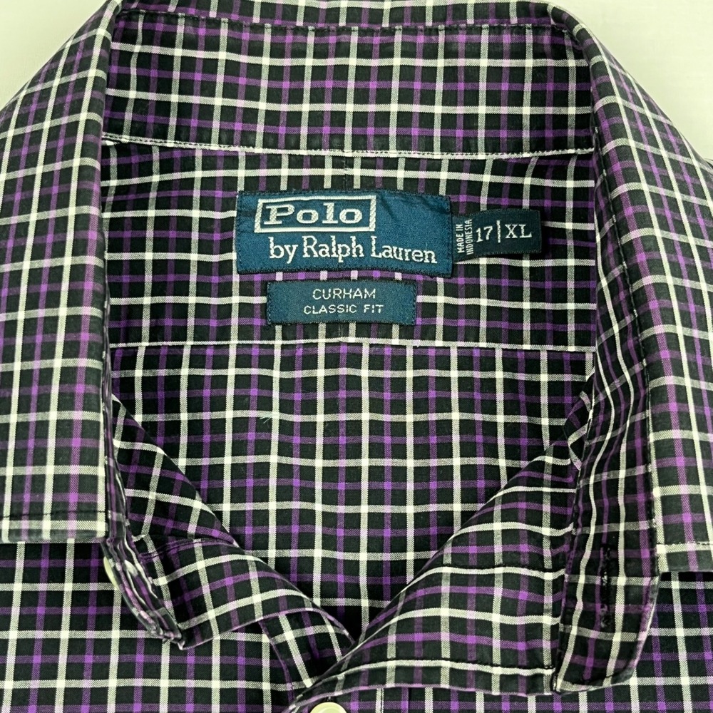 Polo Ralph Lauren EUC Button Down Men's XL Purple Plaid Classic Fit Cotton - Picture 4 of 9